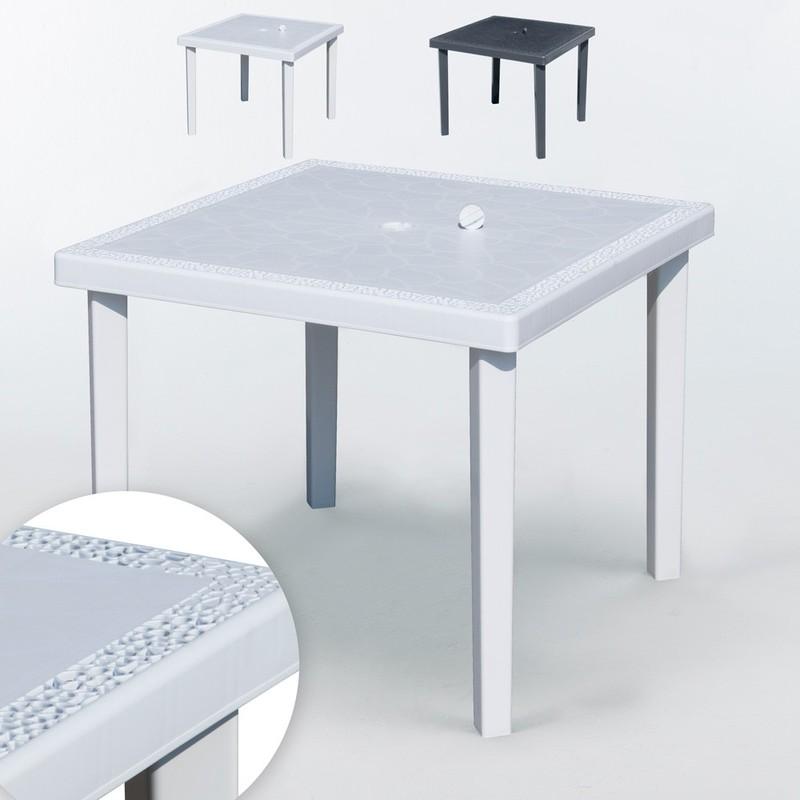 12 Tavoli bar Polyrattan quadrati 90x90 Grand Soleil Gruvyer stock | Bianco