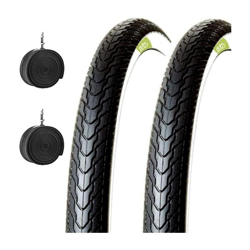 Ecovelo - 2 copertoni bianconeri + 2 camere d'aria 26 x 1 3/8 bici donna olanda
