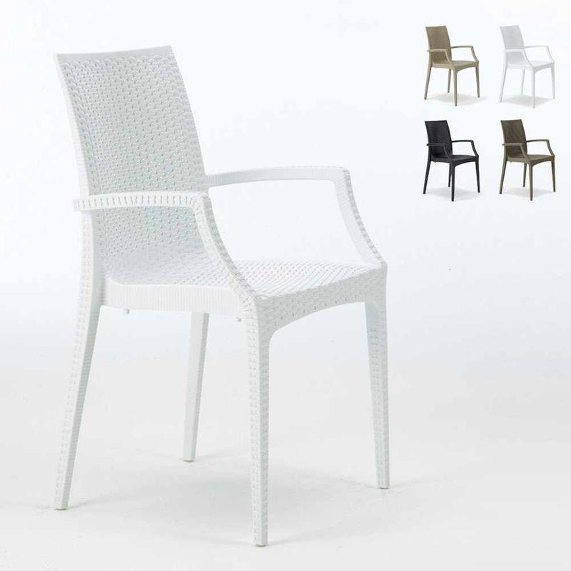 20 Sedie poltrone braccioli per bar giardino Poly rattan Bistrot Arm Bianco - Grand Soleil