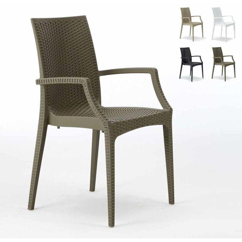 20 Sedie poltrone braccioli per bar giardino Poly rattan Bistrot Arm Marrone - Grand Soleil