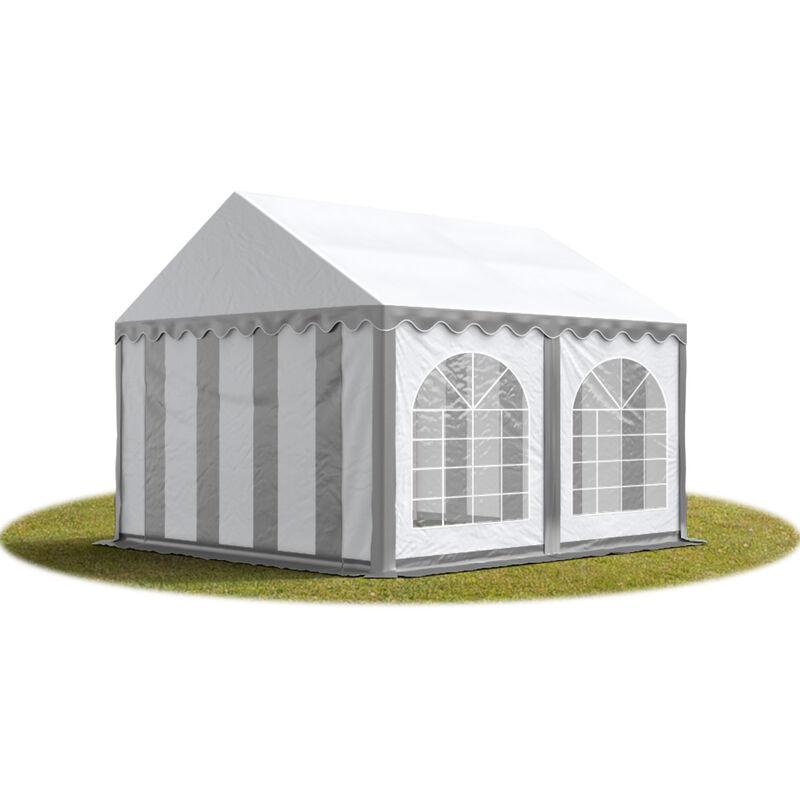 Tendapro.it - 3x4 m ignifugoTendone per feste PREMIUM PVC grigio-bianco 100% impermeabile Gazebo da giardino Tendone da esterno Tenda party