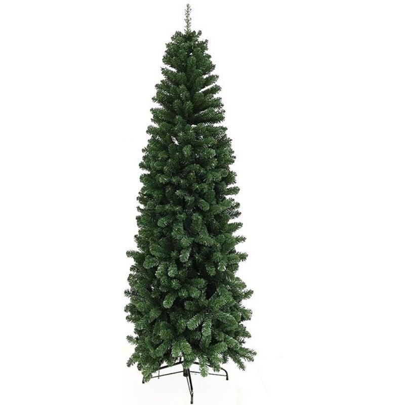 Albero di natale slim verde pino artificiale alto stretto cm 180 folto pieno salvaspazio ignifugo apertura ad ombrello