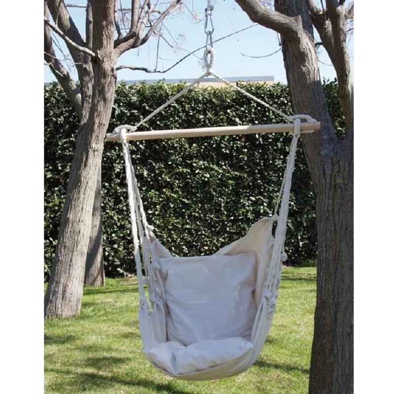 Amaca in cotone a sedia dondolo bianca bianco naturale