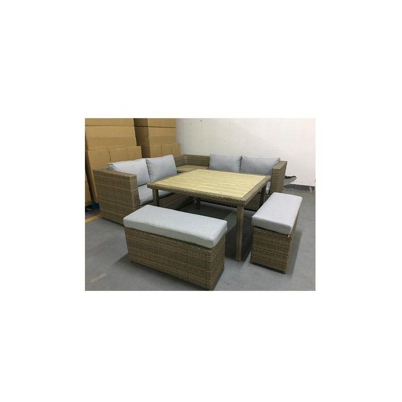 Set 6 Pezzi Tropea Divano con Tavolo e 2 Panche - AMICASA