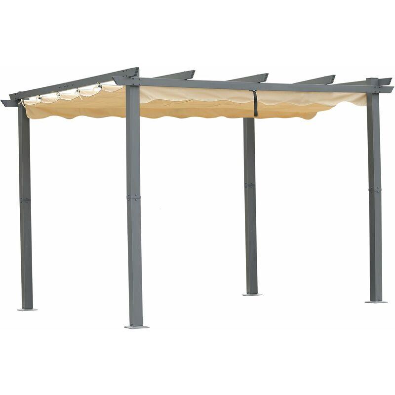 Angel Living - Pergola in Alluminio con Tetto a Scomparsa, Pergolato con Tessuto in Poliestere Resistente ai Raggi uv e All'acqua, Uso Esterno (3x3M)