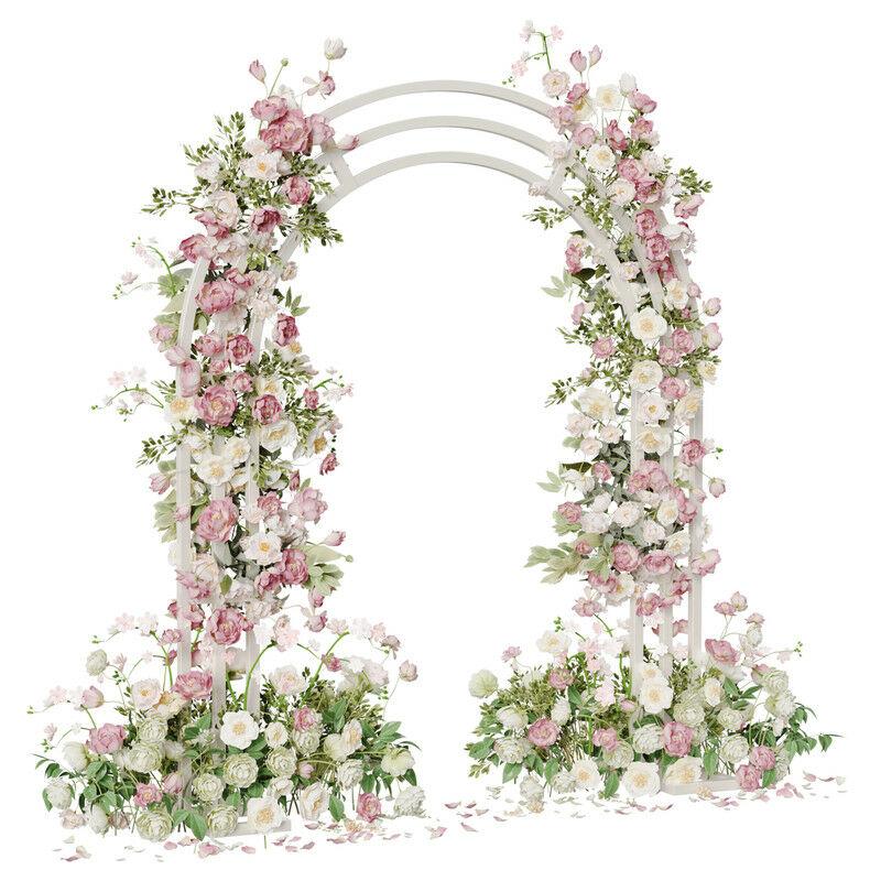Arco Nozze Palloncino Metallo Rotondo Grande Fiori Decorazione Matriamonio Feste Struttura Cornice Bianco