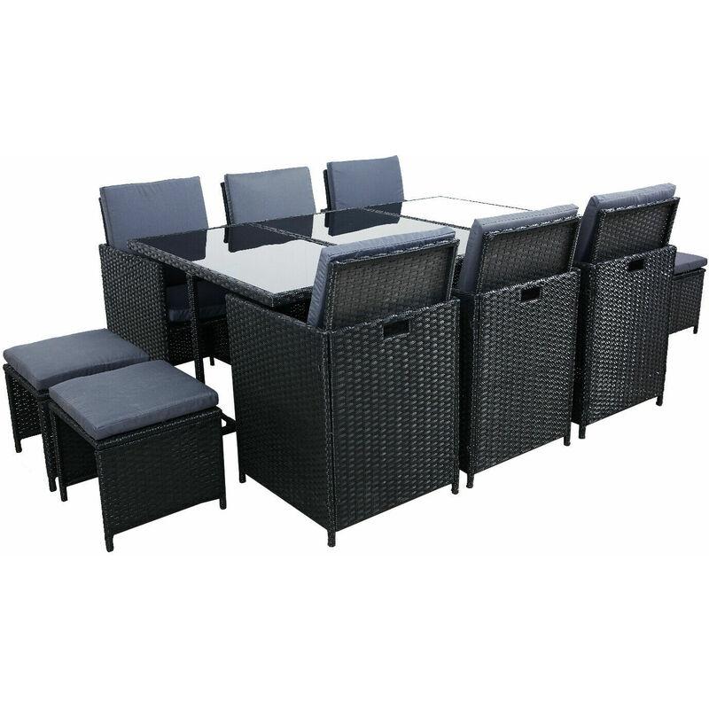 Mobili da Giardino in Rattan Sintetico Set di 11 Sedie - Arebos