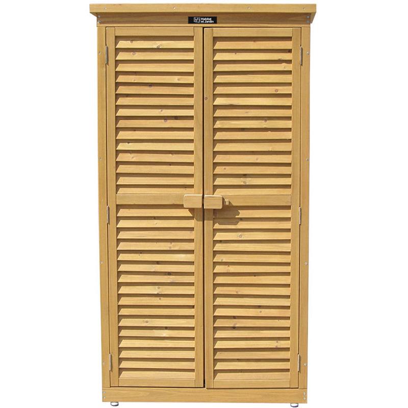 Armadio da giardino SPACE - 87 x 46.5 x 160 cm - Marrone - HABITAT ET JARDIN