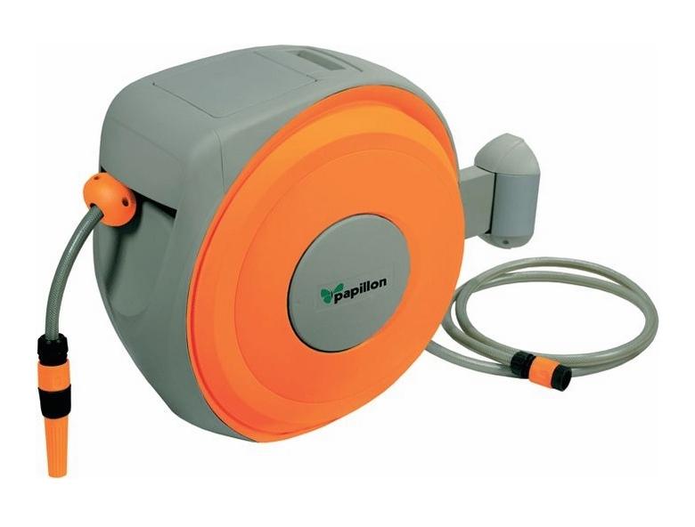 Avvolgitubo automatico completo di 20 mt di tubo e lancia innaffio - Papillon