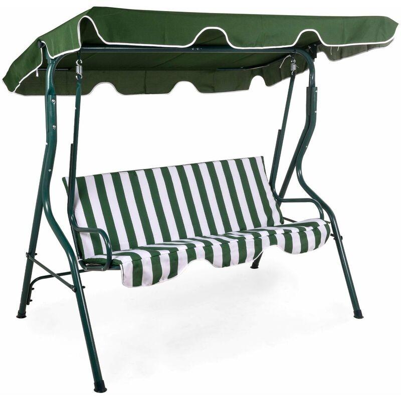 Dondolo Amalfi 3 posti altalena da giardino e veranda con cuscino imbottito 170 cm -Verde