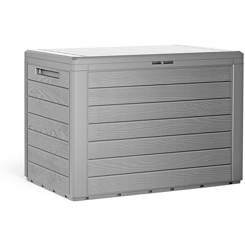 Baule da Giardino Effetto Legno Contenitore da esterno Box portacuscini Cassapanca per esterni Grigio - Deuba Baule da Giardino Effetto Legno Contenitore da esterno Box portacuscini Cassapanca per esterni Grigio - Deuba