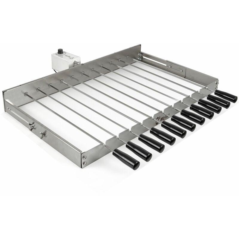 BBQ-Toro Attacco per grigliare in acciaio inox 11 spiedini 70 x 26-40 cm, motore posteriore