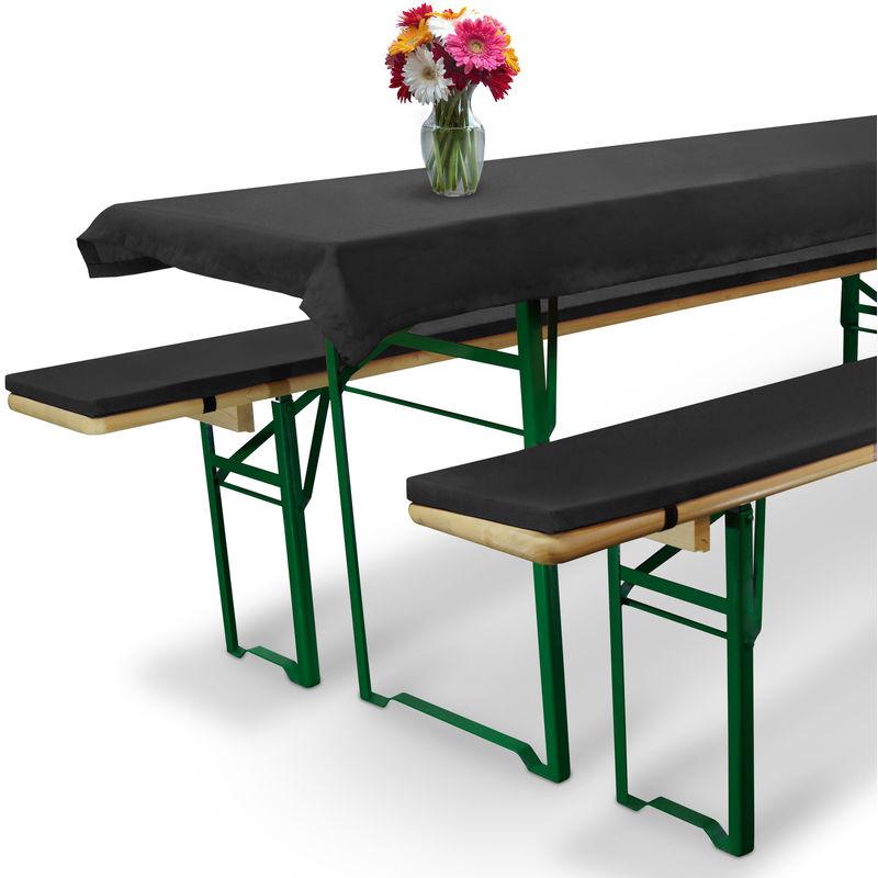 Set birreria: 1 tovaglia &amp; 2 Cuscini per panche Comfort XS - per sagre ristorazione ricevimenti Catering Antracite, Ø70x220 cm - Beautissu