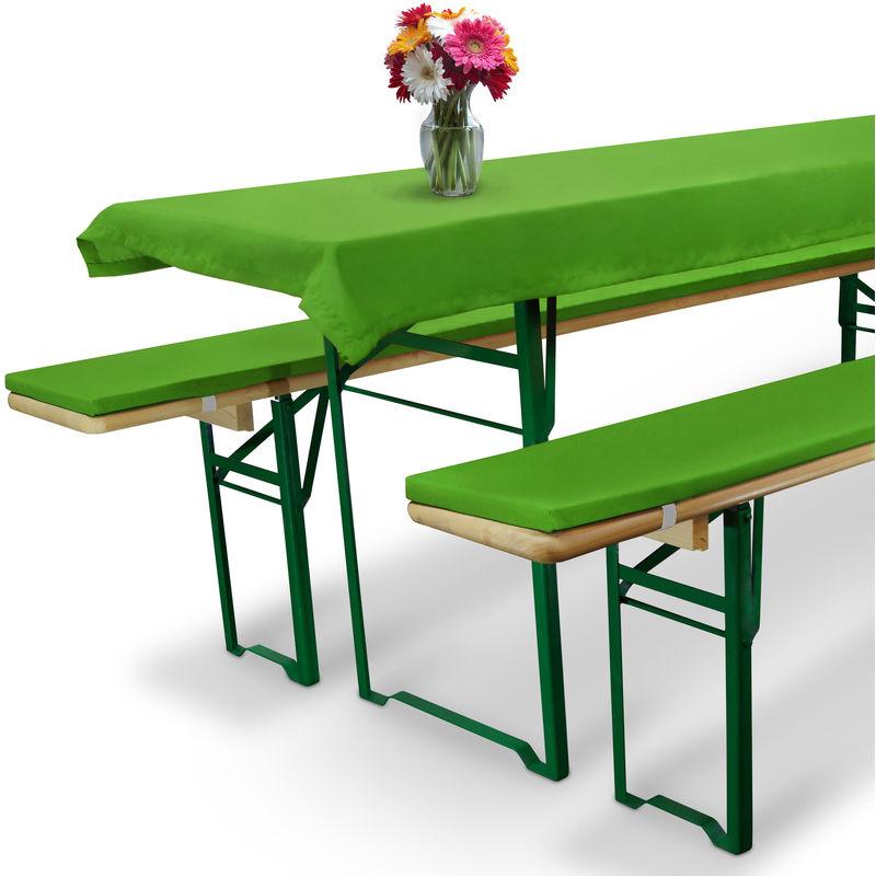 Set birreria: 1 tovaglia &amp; 2 Cuscini per panche Comfort XS - per sagre ristorazione ricevimenti Catering Verde mela, 220x50 cm - Beautissu