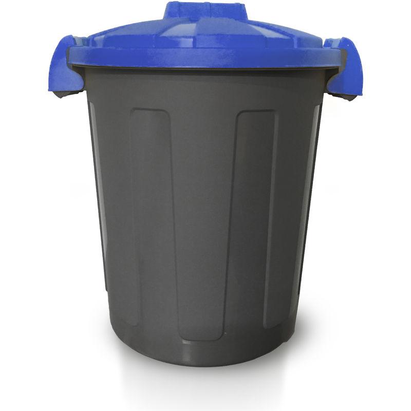 Bidone Dusty 25 litri con maniglie - Grigio con coperchio blu - Mobil Plastic