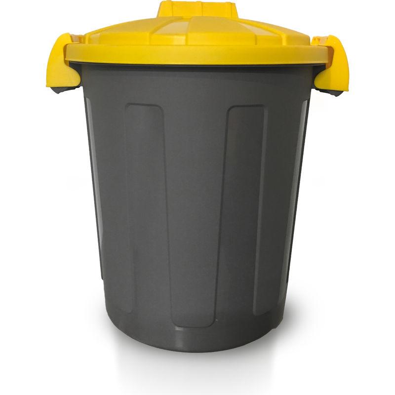 Bidone Dusty 25 litri con maniglie - Grigio con coperchio giallo - Mobil Plastic