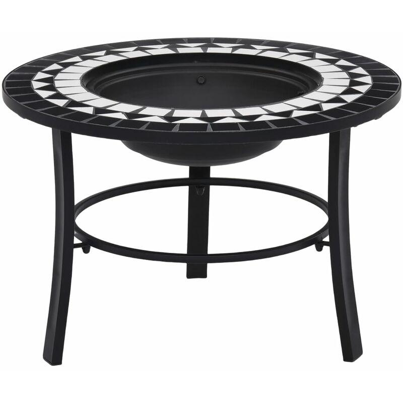 Braciere con Mosaico Nero e Bianco 68cm in Ceramica - ASUPERMALL