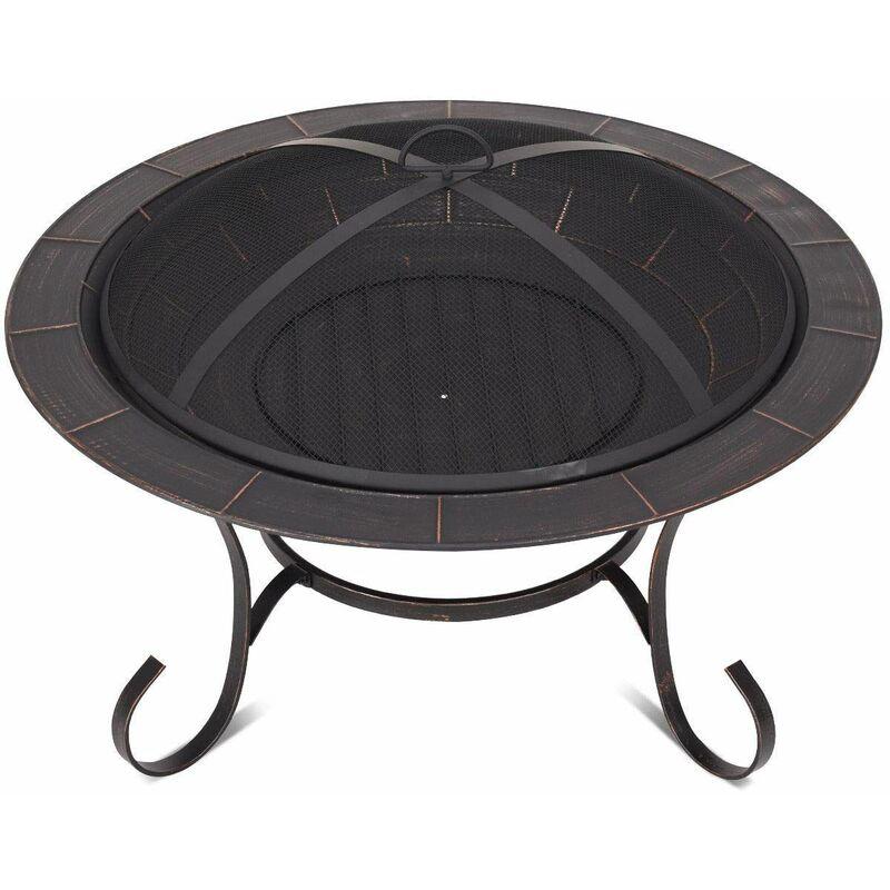 Braciere in Ferro Ciotola Pozzo del Fuoco all’Aperto con Poker Ø76cm per Giardino Campeggio - COSTWAY