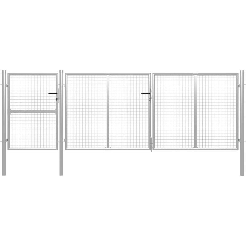 Cancello per Giardino in Acciaio 400x125 cm Argento - ASUPERMALL