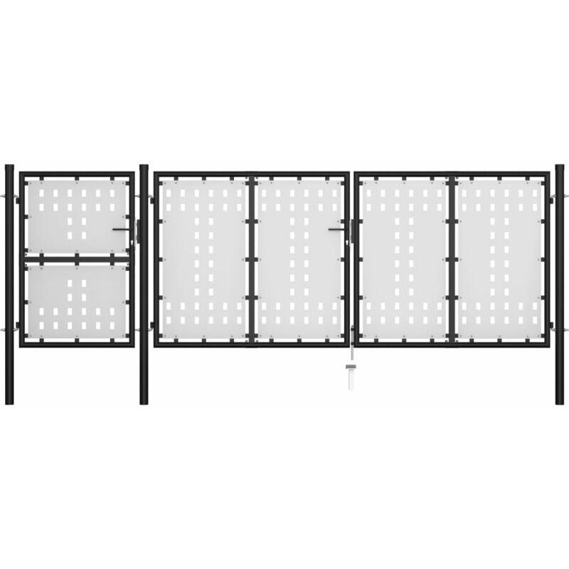 Cancello per Giardino in Acciaio 400x125 cm Nero - ASUPERMALL