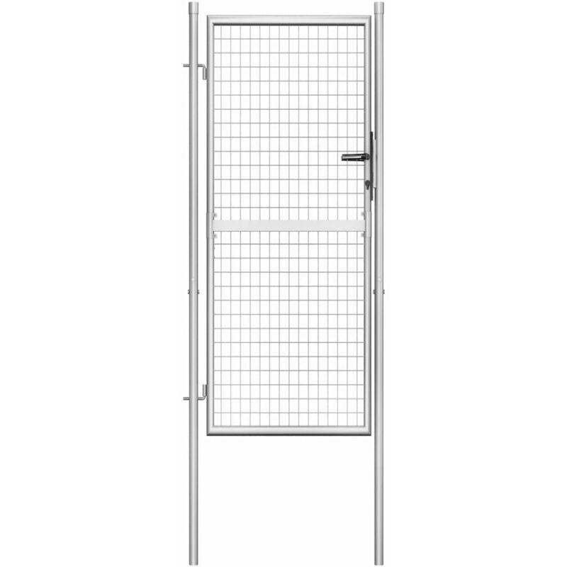 Cancello per Giardino in Acciaio Zincato 105x225cm Argento - ASUPERMALL