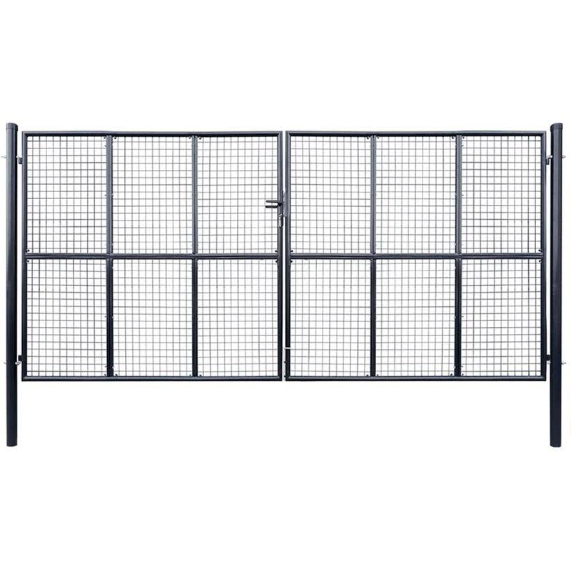 Cancello per Giardino in Acciaio Zincato Grigio 400x200 cm - ASUPERMALL Cancello per Giardino in Acciaio Zincato Grigio 400x200 cm - ASUPERMALL