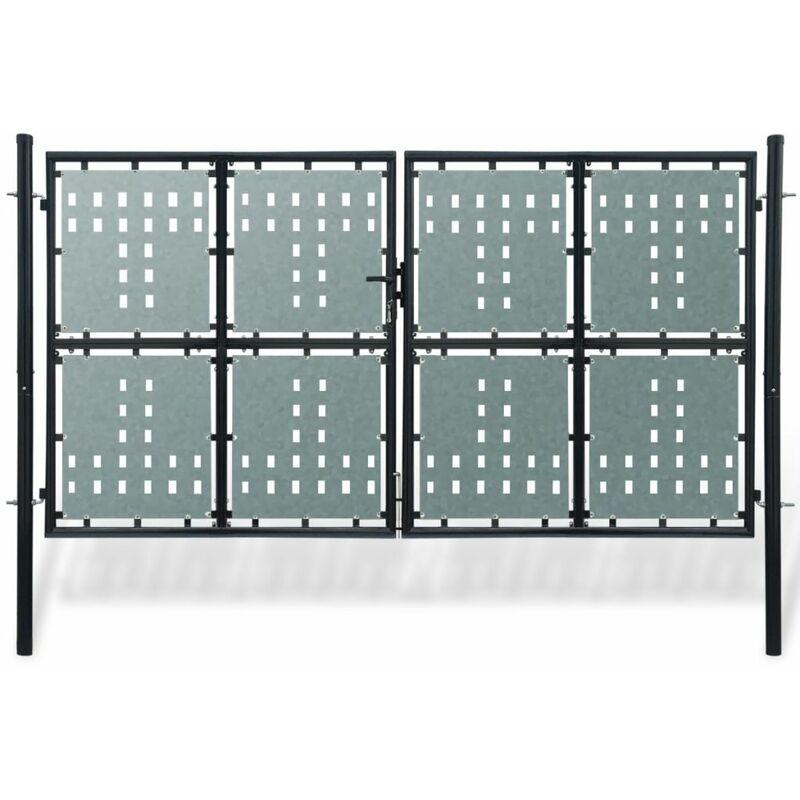 Cancello per recinzione doppio nero 300 x 200 cm VD03870 - HOMMOO