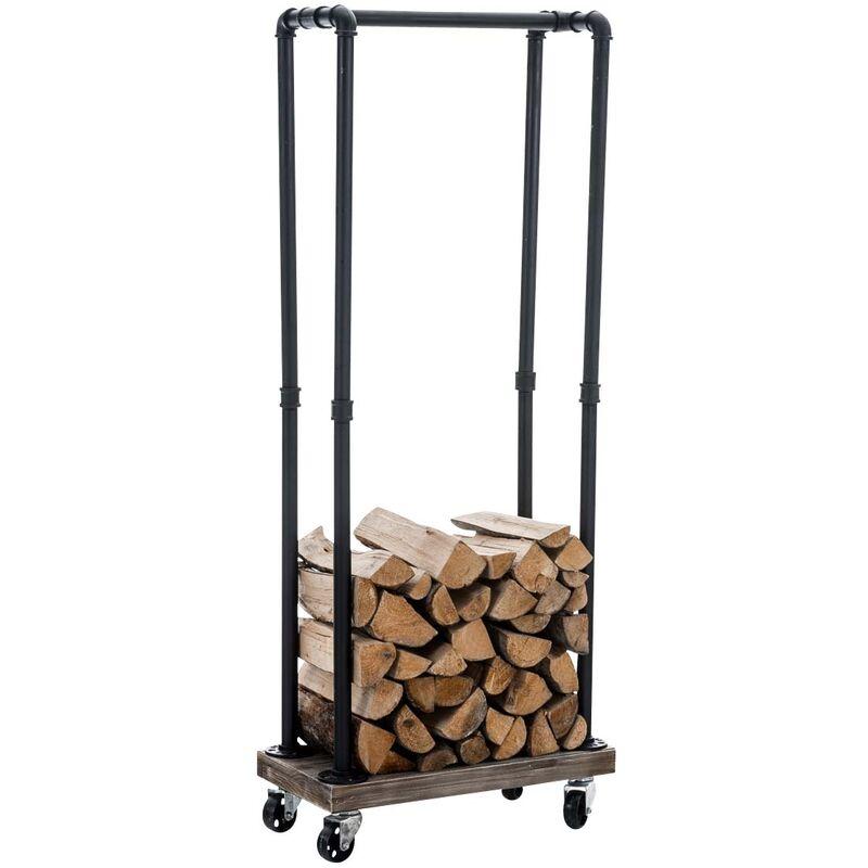 No Brand - Carrello Portalegna in Metallo per Camino forks nero