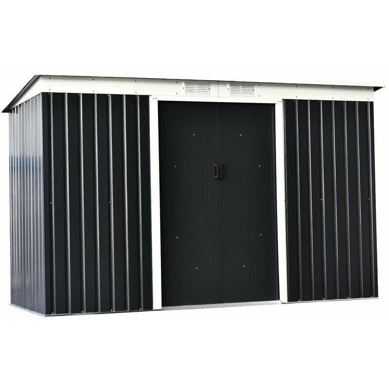 Outsy - Casetta Box Da Giardino In Lamiera Per Deposito Attrezzi 277x130x173 Cm Grigio Scuro