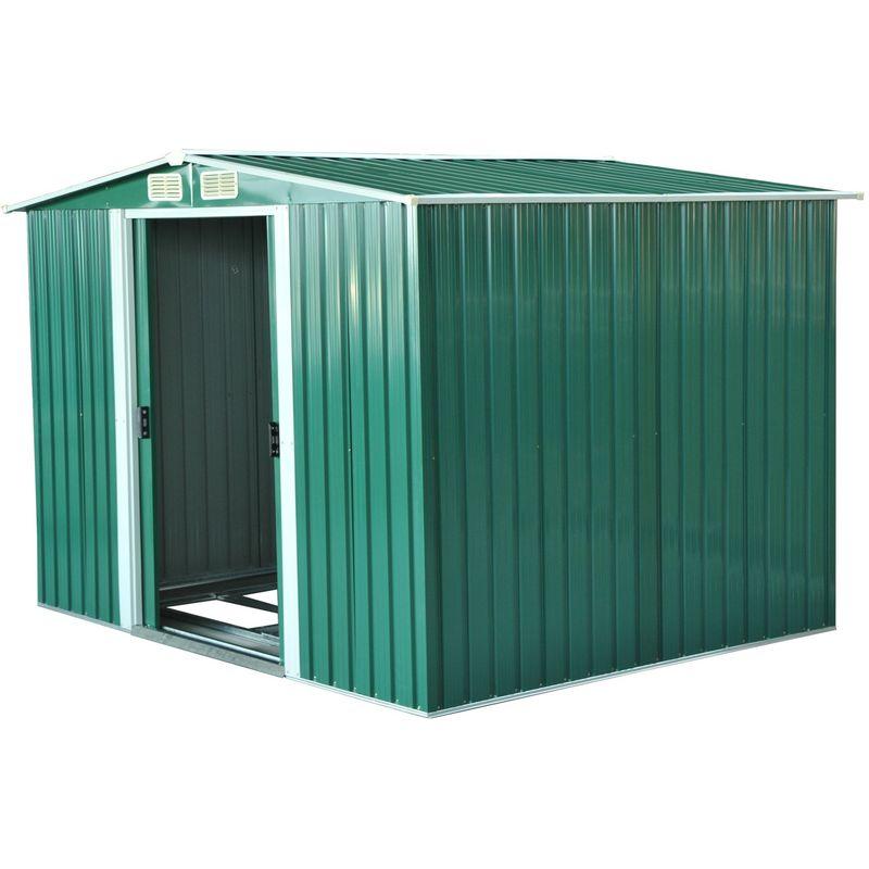 Casetta Box Da Giardino In Lamiera Verde 246x192.5x177.5 Cm - Miozzi