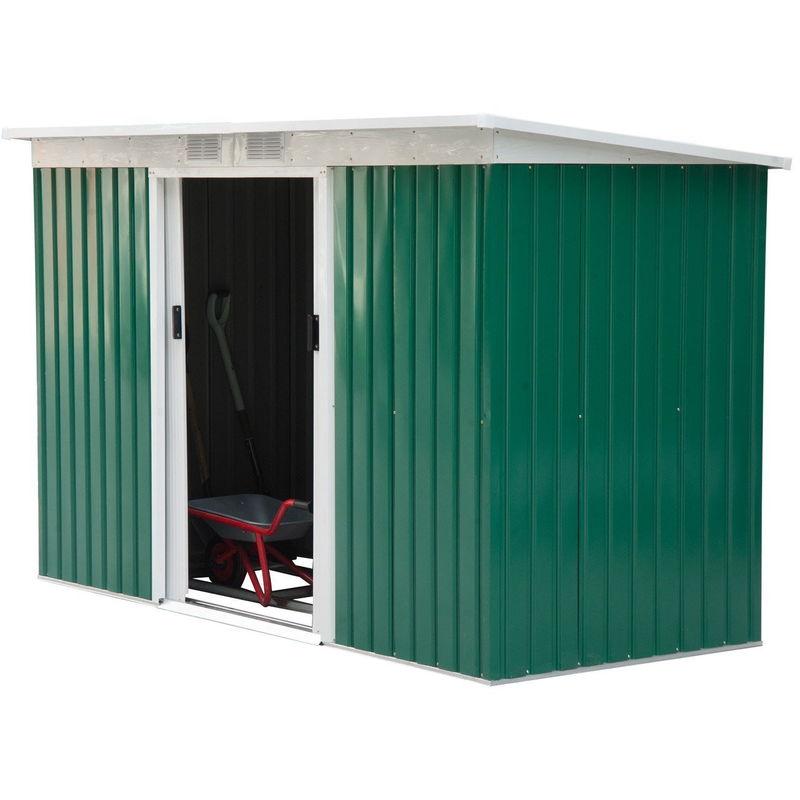 Casetta Box Da Giardino In Lamiera Verde 277x130x173 Cm - Miozzi