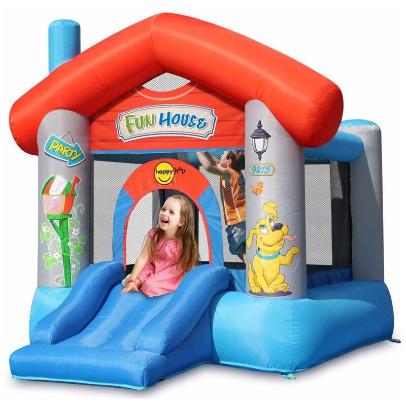 Happy - Castello Gonfiabile per Bambini Tappeto con Scivolo Feste Compleanno Motore Aria Happy - Castello Gonfiabile per Bambini Tappeto con Scivolo Feste Compleanno Motore Aria