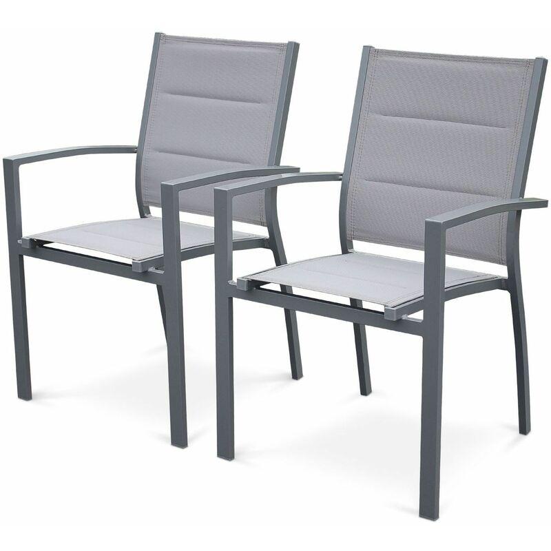 Coppia di poltrone Chicago/Odenton/Philadelphia alluminio e textilene grigio chiaro - Grigio - ALICE'S GARDEN