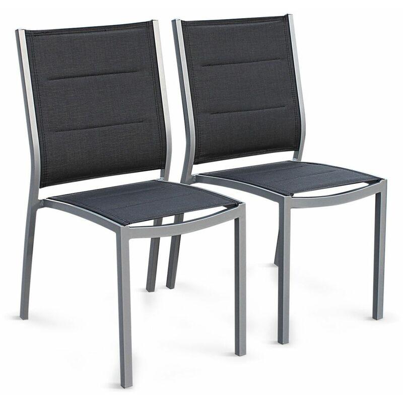 Coppia di sedie Chicago/Odenton in alluminio e textilene colore grigio scuro - Gris - ALICE'S GARDEN