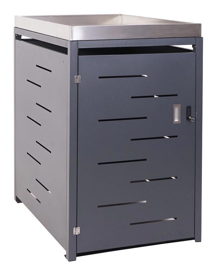 Copribidone singolo box spazzatura rifiuti HWC-H40 84x69x125cm acciaio zincato - MENDLER