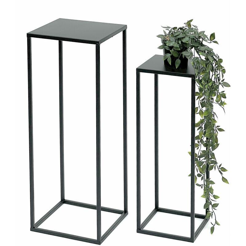 Dandibo - Sgabello da fiore in metallo nero quadrato Supporto per fiori Tavolino 96315 Set di 2 Colonna per fiori Supporto per piante moderno Dandibo - Sgabello da fiore in metallo nero quadrato Supporto per fiori Tavolino 96315 Set di 2 Colonna per fiori Supporto per piante moderno