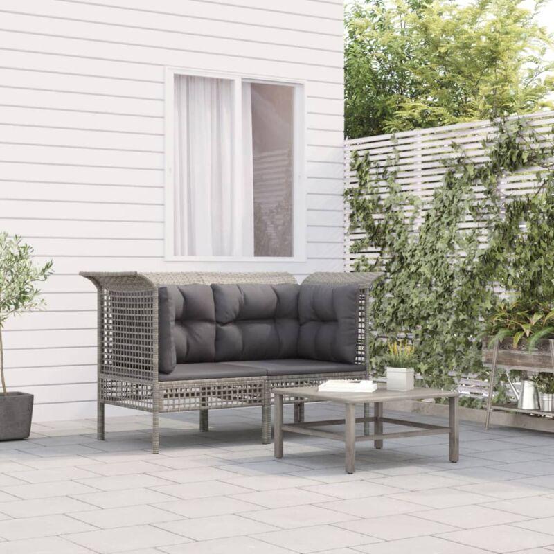 Set 2 Divani da Giardino Divani Angolari,Sofa con CusciniPolyrattan Grigio -BVH56344