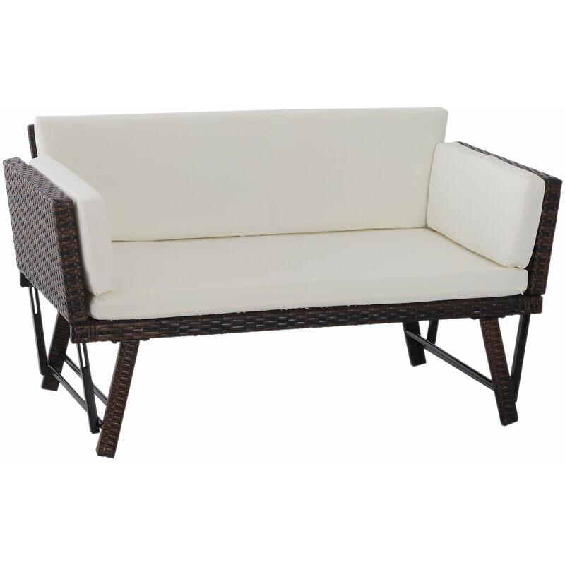 Divano Da Giardino 2 Posti Trasformabile In Lettino In Rattan Sintetico Bianco 129x66x79 Cm Miozzi Divano Da Giardino 2 Posti Trasformabile In Lettino In Rattan Sintetico Bianco 129x66x79 Cm Miozzi