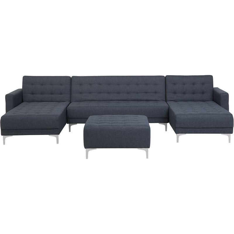 Divano letto a forma di U con ottomano in tessuto grigio scuro ABERDEEN - BELIANI Divano letto a forma di U con ottomano in tessuto grigio scuro ABERDEEN - BELIANI