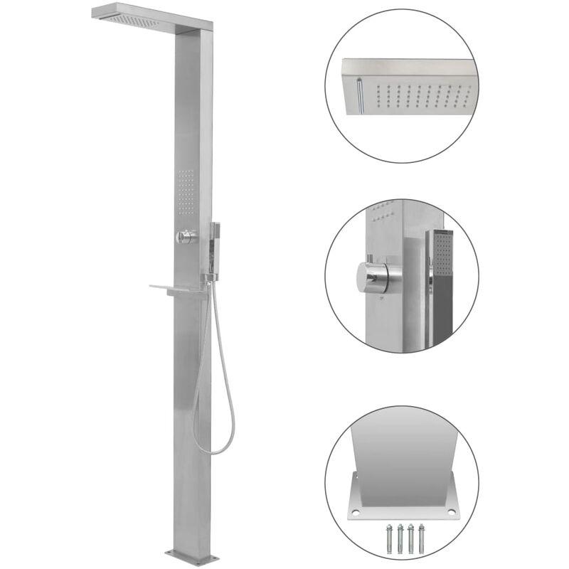 vidaXL Doccia da Giardino in Acciaio Inox Quadrata - Argento