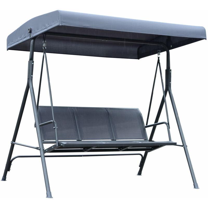 Dondolo Da Giardino 3 Posti In Con Baldacchino In Acciaio Grigio - Miozzi Dondolo Da Giardino 3 Posti In Con Baldacchino In Acciaio Grigio - Miozzi