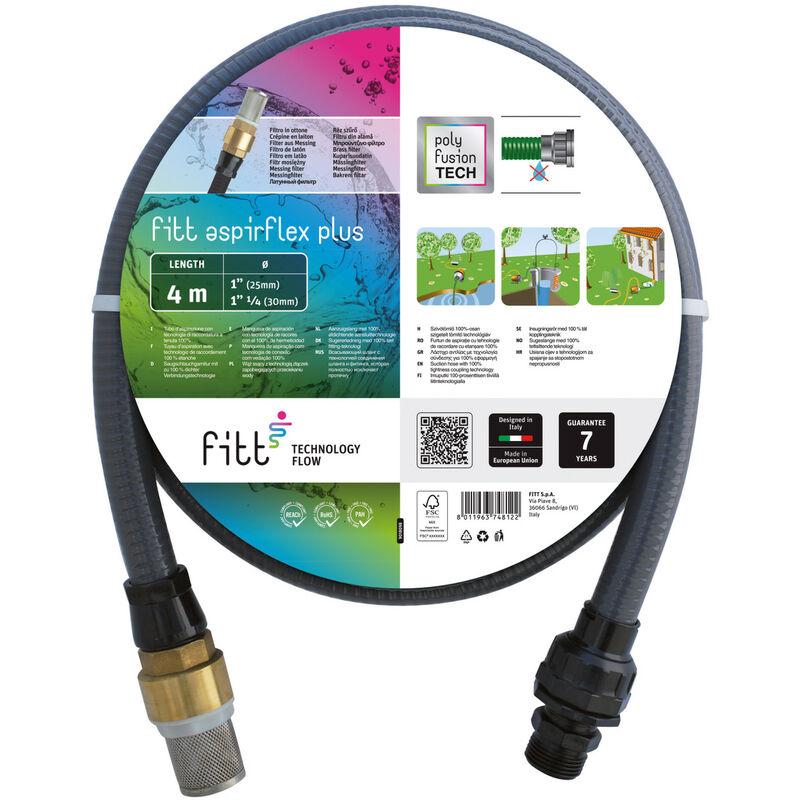 Aspirflex plus 4 m - Tubo per Aspirazione dell'Acqua, per Collegamento a Pompe, con Tecnologia Esclusiva e Filtro in Ottone, Grigio - Fitt Aspirflex plus 4 m - Tubo per Aspirazione dell'Acqua, per Collegamento a Pompe, con Tecnologia Esclusiva e Filtro in Ottone, Grigio - Fitt