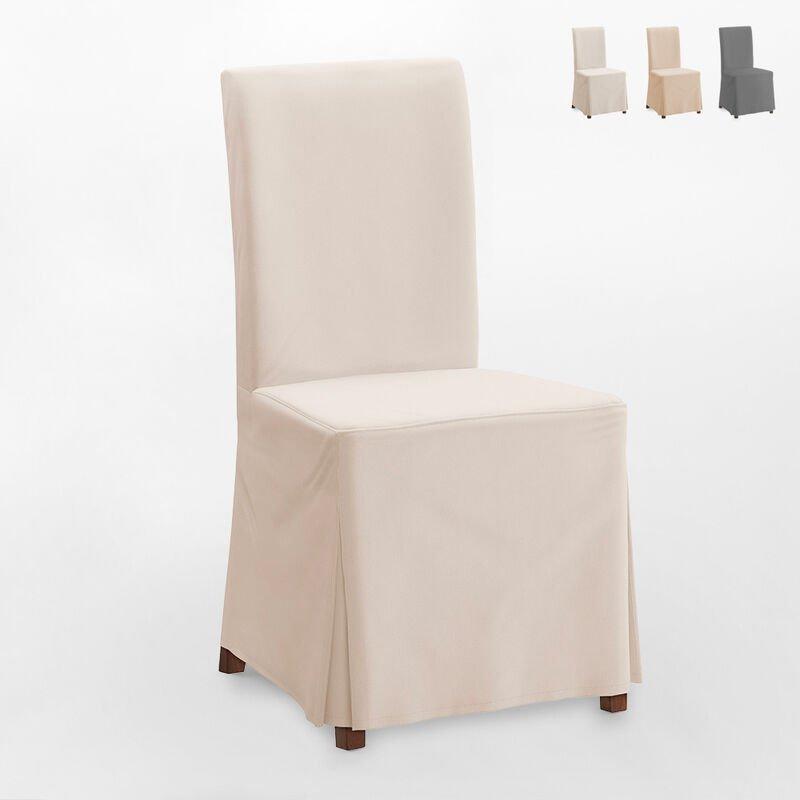 Fodera copertura per sedia Comfort lavabile lunga | Bianco Fodera copertura per sedia Comfort lavabile lunga | Bianco