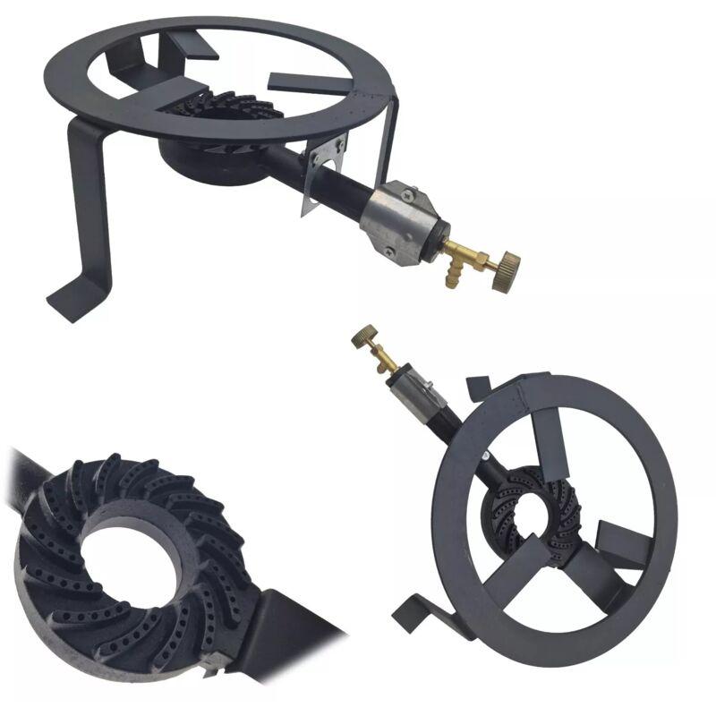 Fornello a Gas in Ghisa e Acciaio da Esterno con 4 Piedi Robusti, Ideale per Cucinare all'Aperto, Potente e Versatile per Ogni Occasione - tondo 30cm