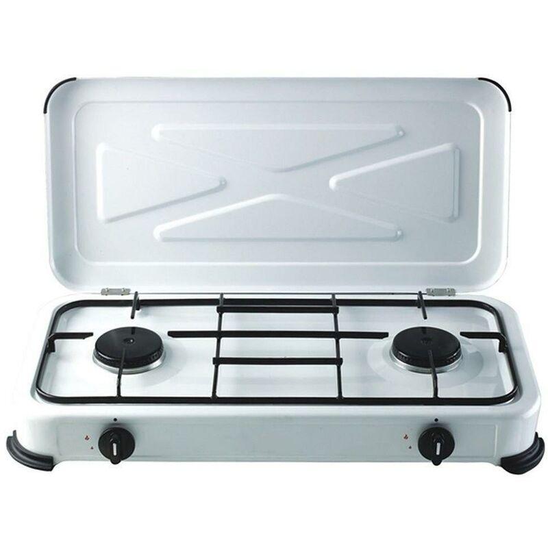 Fornello gas 2 fuochi bianco a gas bombola cm 30 x 60 casa campeggio gita