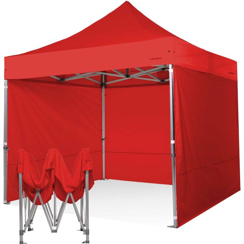 Gazebo 3x3 ultraresistente pieghevole in alluminio con laterali. - ROSSO - RAY BOT