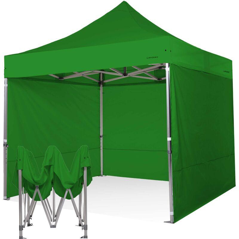 Gazebo 3x3 ultraresistente pieghevole in alluminio con laterali. - VERDE - RAY BOT