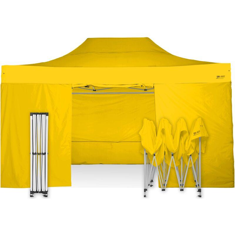 Gazebo automatico rapido 3x4,5 in acciaio gambo 40mm con laterali pieghevole - bianco - bianco