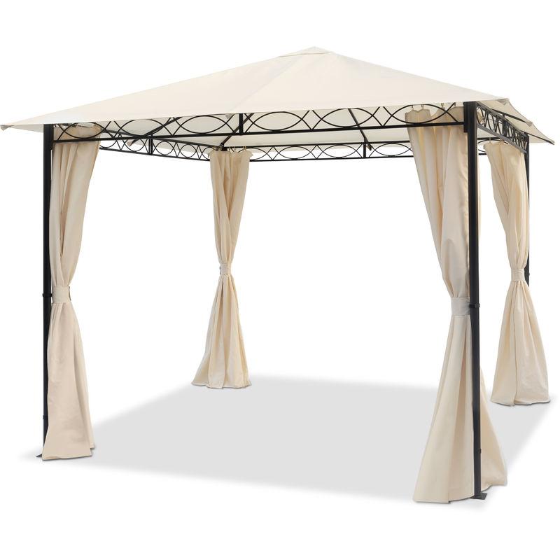 Tendapro.it - Gazebo da Giardino 3x3 m - 100% impermeabile - con 4 teli laterali - ca. 180g/m² telo del tetto color crema Tendapro.it - Gazebo da Giardino 3x3 m - 100% impermeabile - con 4 teli laterali - ca. 180g/m² telo del tetto color crema