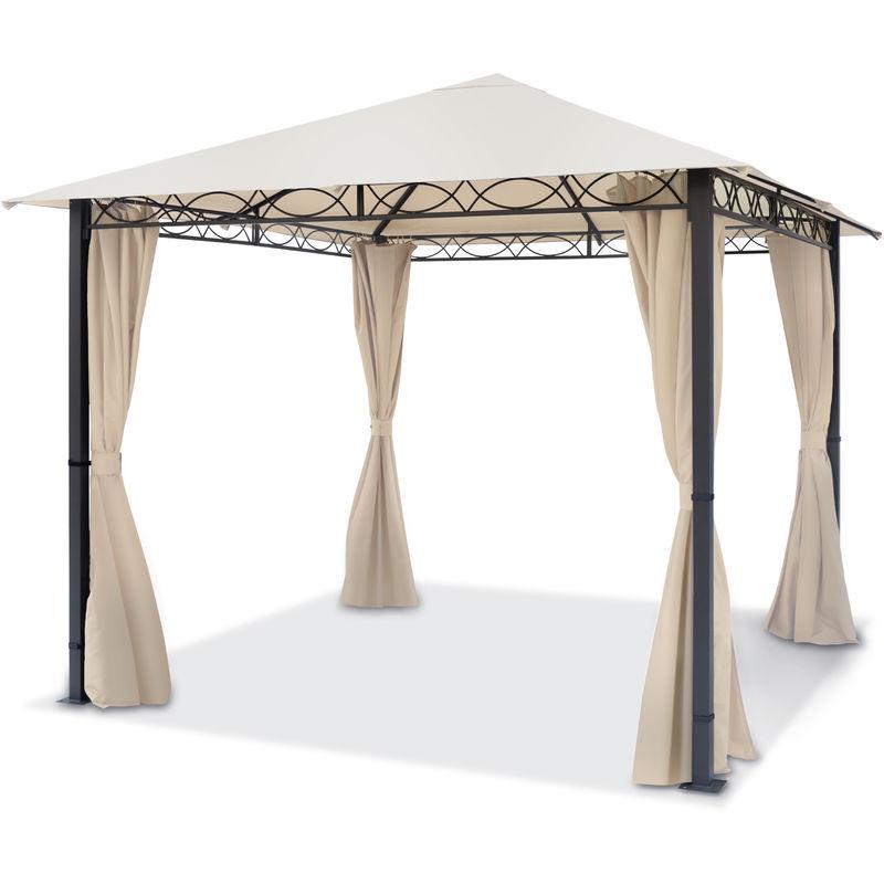 Tendapro.it - Gazebo da Giardino ca. 3x3 m - PREMIUM 100% impermeabile - con 4 teli laterali - ca. 220g/m² telo del tetto color crema Tendapro.it - Gazebo da Giardino ca. 3x3 m - PREMIUM 100% impermeabile - con 4 teli laterali - ca. 220g/m² telo del tetto color crema